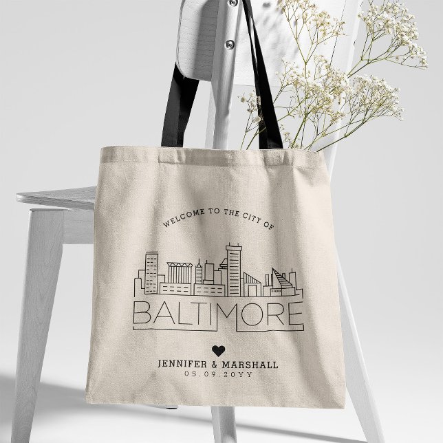 Bolsa Tote Baltimore Wedding | Linha Skyline Estilizada (Criador carregado)
