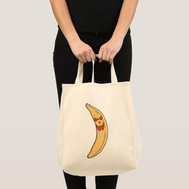 Bolsa Tote Banana Jack-o-Lanterna (Frente (produto))
