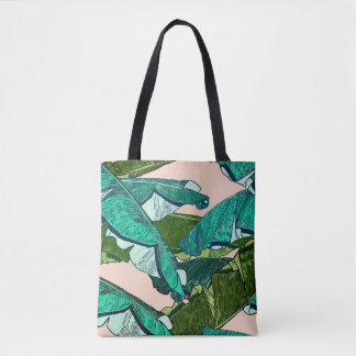 Bolsa Tote Banana Leaves: Padrão Tropical Sem Olhos.
