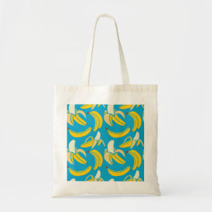 Bolsa Tote Bananas amarelas, padrão de fundo azul