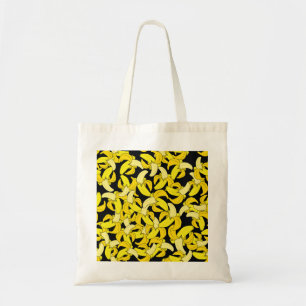 Bolsa Tote Bananas Amarelas Vintage: Fundo Negro