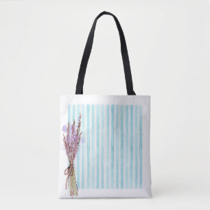 Bolsa Tote Banda azul de lavanda da planta Floral