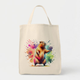 Bolsa Tote Banda de Tote de Arte em Aquarela de Capybara Cuta