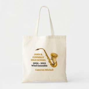 Bolsa Tote Banda Personalizada do Jogador Saxofone Dourado