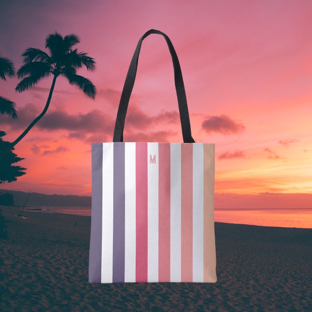 Bolsa Tote Banda Solar de Ombre Beach e Monograma Personaliza (Criador carregado)