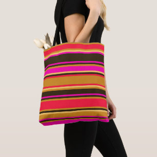 Bolsa Tote Bandas a frio em Dourado, vermelho e magenta