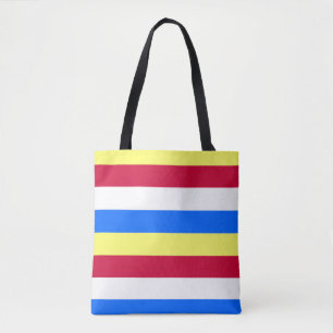 Bolsa Tote Bandas amarelas, vermelhas, brancas e azuis