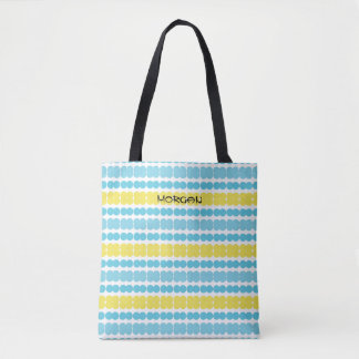 Bolsa Tote Bandas Azuis e Amarelas de Pastel Personalizadas