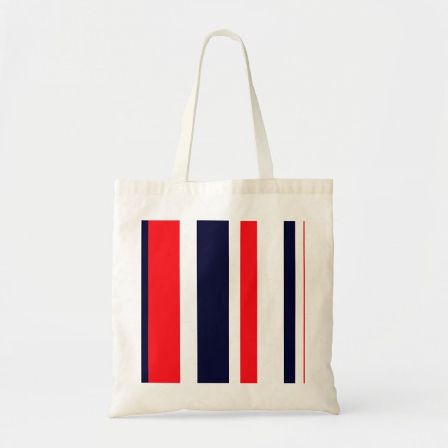 Bolsa Tote Bandas Brancas, Azuis E Vermelhas (Frente)
