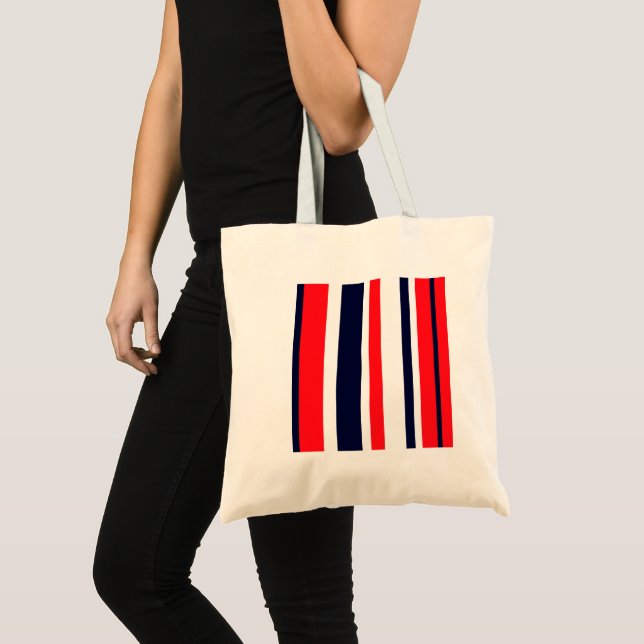 Bolsa Tote Bandas Brancas, Azuis E Vermelhas (Frente (produto))