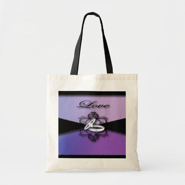 Bolsa Tote bandas de casamento elegantes, roxo e casamento pr (Frente)