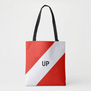 Bolsa Tote Bandas de Diagonal Vermelhas e Brancas