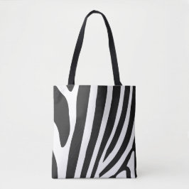 Bolsa Tote Bandas de Zebra Negra e Branca