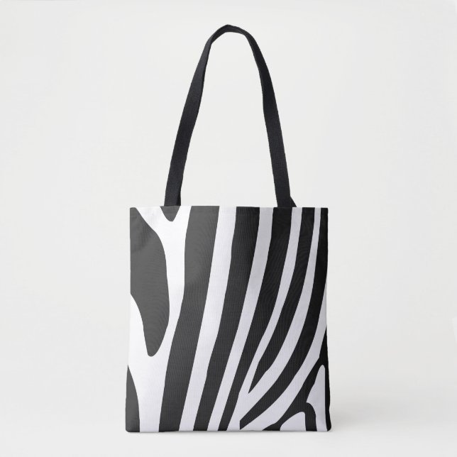 Bolsa Tote Bandas de Zebra Negra e Branca (Frente)