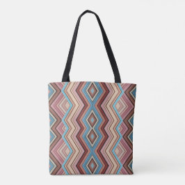 Bolsa Tote Bandas de Zig com Várias Cores do abstrato