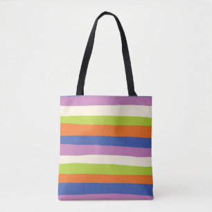 Bolsa Tote Bandas irregulares - Azul, Laranja, Roxo, Verde e