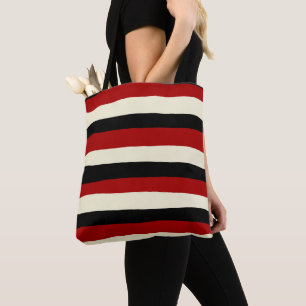 Bolsa Tote Bandas irregulares - Vermelho e creme