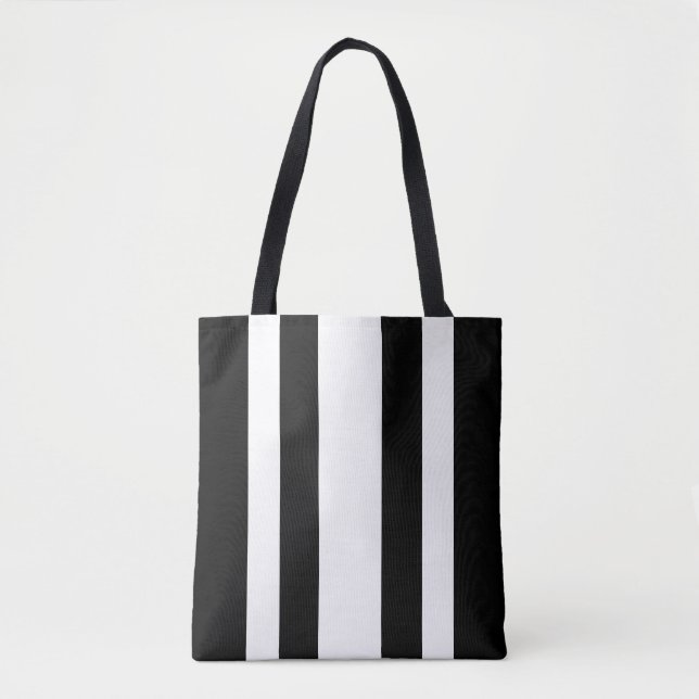 Bolsa Tote Bandas Pretas E Brancas (Frente)