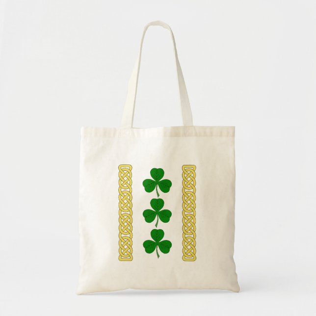 Bolsa Tote Bandas Shamrock Trio e Knotwork (Frente)
