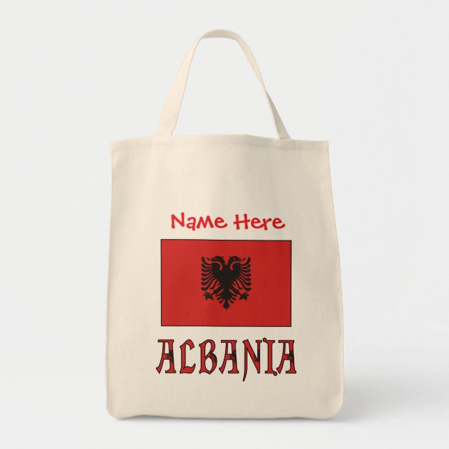 Bolsa Tote Bandeira Albanesa Red Personalizada (Frente)