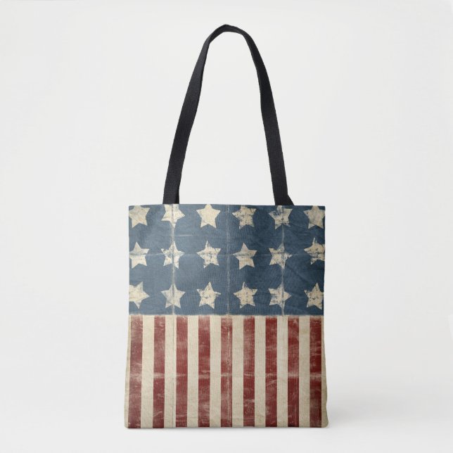 Bolsa Tote bandeira americana angustiada (Frente)