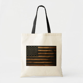 Bolsa Tote Bandeira Americana de Madeira Rústica | EUA Patrió