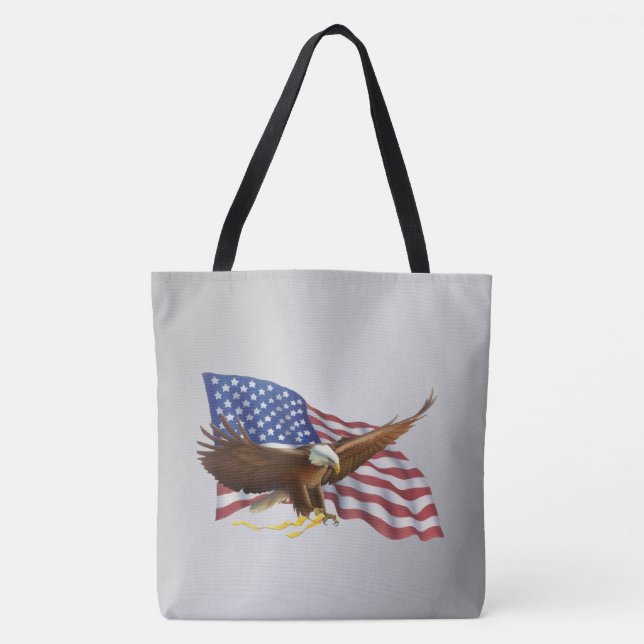 Bolsa Tote Bandeira Americana e Prata de Águia (Frente)