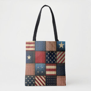 Bolsa Tote Bandeira Americana, Patchwork Perfeitamente Padrão