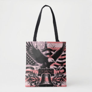 Bolsa Tote Bandeira Americana Patriótica e Águia Masculina pa