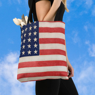 Bolsa Tote Bandeira Americana Patriótica Vintage, Quatro de J