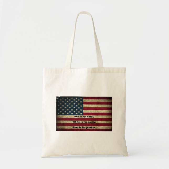 Bolsa Tote Bandeira Americana - Significado das Cores (Frente)