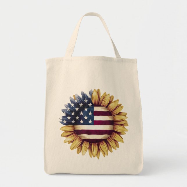 Bolsa Tote Bandeira Americana Sunflower (Frente)
