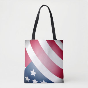 Bolsa Tote Bandeira Americana Vermelha e White Strips, Estrel