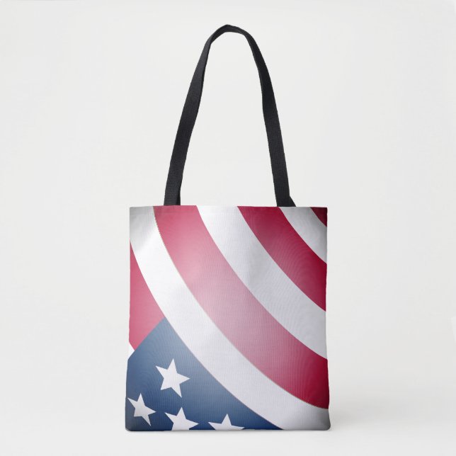 Bolsa Tote Bandeira Americana Vermelha e White Strips, Estrel (Frente)