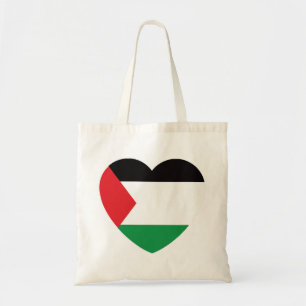 Bolsa Tote bandeira branca palestina design gráfico cardíaco