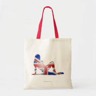 Bolsa Tote Bandeira britânica da silhueta da menina