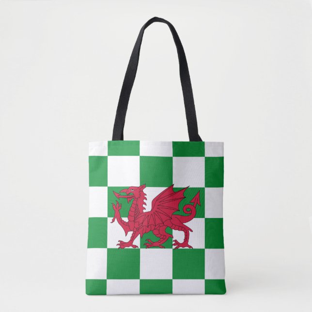 Bolsa Tote Bandeira Celta do Dragão Vermelho Místico do País  (Frente)