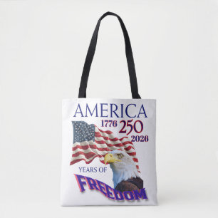 Bolsa Tote Bandeira da Liberdade de 250 Anos da América com Á