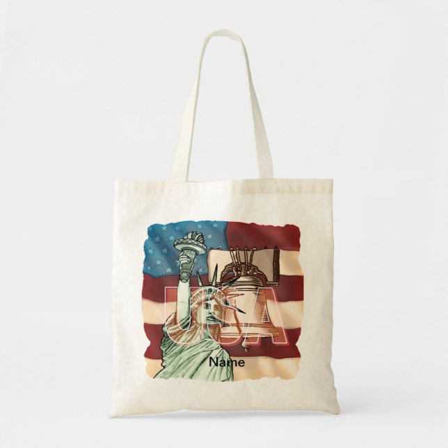 Bolsa Tote Bandeira da Liberdade dos EUA (Frente)