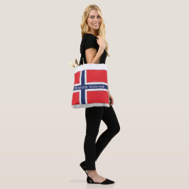 Bolsa Tote Bandeira da Noruega Personalizada com Nome ou Inic