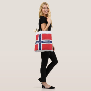 Bolsa Tote Bandeira da Noruega Personalizada com Nome ou Inic