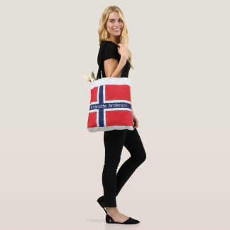 Bolsa Tote Bandeira da Noruega Personalizada com Nome ou Inic