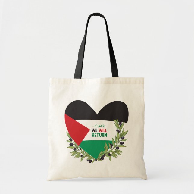 Bolsa Tote Bandeira da Palestina e Ramos Olivais (Frente)