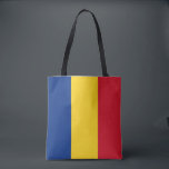 Bolsa Tote Bandeira da Romênia<br><div class="desc">A bandeira romena é uma tribanda vertical. As cores usadas na bandeira são azul, vermelho, amarelo. A proporção da bandeira romena é de 2:3. A bandeira da Romênia foi adotada em 1989. O primeiro uso do atual design de bandeira foi em 1867. A última mudança para a atual design da...</div>