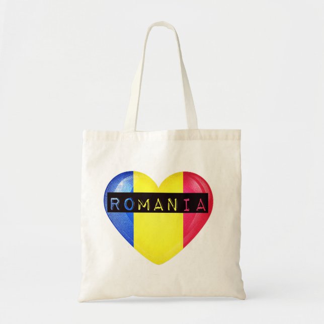Bolsa Tote Bandeira da Romênia Coração (Frente)
