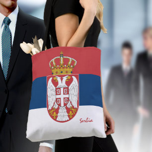 Bolsa Tote Bandeira da Sérvia e moda da Sérvia/fãs desport