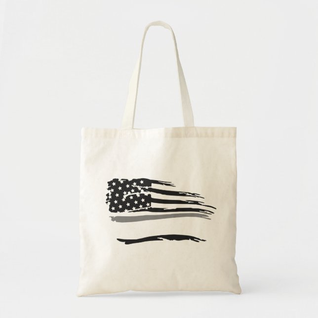 Bolsa Tote Bandeira de Cinza dos Oficiais de Ondas Grunge (Frente)