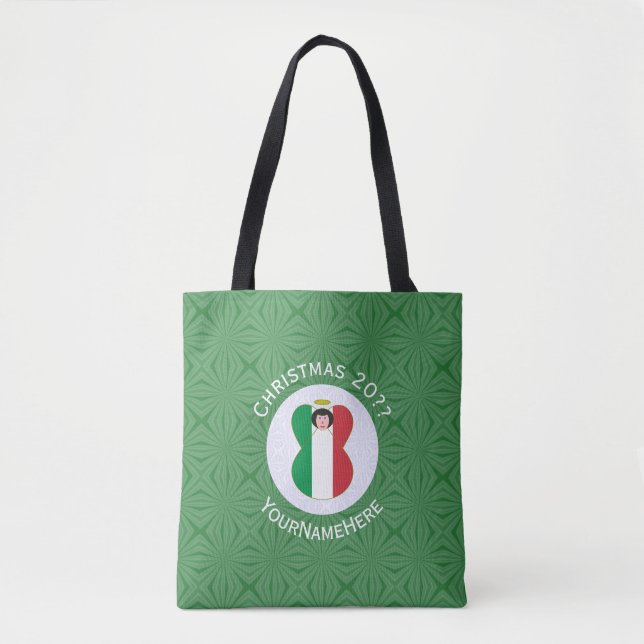 Bolsa Tote Bandeira de Natal do Anjo Italiano Personalizada (Frente)