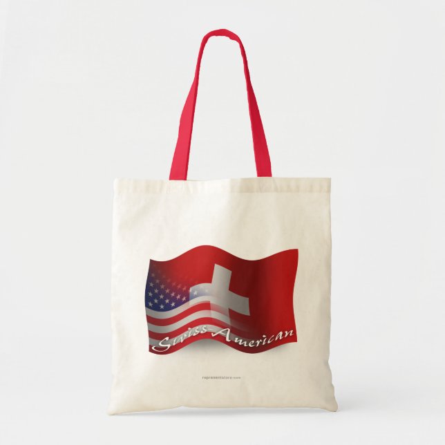 Bolsa Tote Bandeira de ondulação Suíço-Americana (Frente)