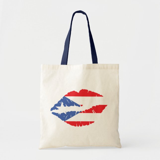 Bolsa Tote Bandeira de Porto Rico Lábios (Frente)